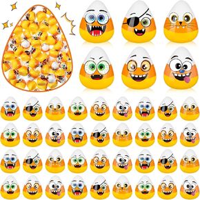 50 Pcs Halloween Fake Candy Corn Halloween Table Decorations Resin Candy Corn Vase Fillers Artificial Halloween Ornaments for DIY Craft Making Gifts Supplies, 6 Styles