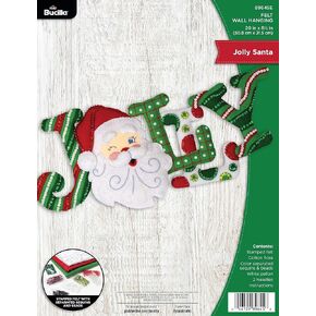 Bucilla Felt Applique Wall Hanging Kit, Jolly Santa, Perfect for Holiday DIY Arts and Crafts, 89645E, Multi