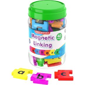 The Learning Journey Magnetic Linking Letters | Set of 40 Colorful ABC Magnets | Lowercase Letters | Fridge Magnets for Toddlers 3+ | Alphabet Letters for Kids Spelling and Learning