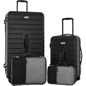 Wrangler Tall Trunk Luggage 4 Piece Set, Black