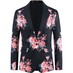 Lars Amadeus Floral Sport Coats for Men's Slim Fit Party Prom Flower Printed Blazers