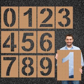 Briwooody 18 Inch Large Number Stencil 0-9 Numbers Pavement Stencils Templates Reusable Number Kit Stencil Set Large Letter Stencils for Cake Parking Lot and Equipment Spray Painting