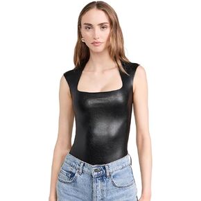 commando Women's Faux Leather Cap Sleeve Thong Bodysuit