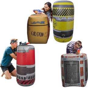 Kidzlane Inflatable Bunkers Set - Barrels for Laser Tags, Blast Guns & Paintball - Inflatable Paintball Battle and Outdoor War Zone Bunker Toys - Easy Set Up Army Party and Laser Tag Battle Gun Game