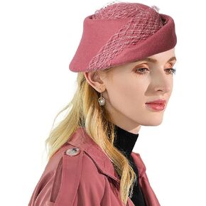 Small Top Hats for Women Elegant Winter Vintage Beret Wool Felt Fedoras Ladies Luxury Wedding and Church Cap Female
