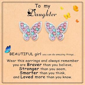 Butterfly Earrings Jewelry Birthday Valentines Day Christmas Gifts for Daughter/Granddaughter/Niece/Butterfly Lover