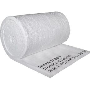 Ceramic Fiber Insulation Blanket - 1" x 24" x 75" - 8# Density 2400F - Fireproof Insulation Blanket for Forge Furnace Stove Pizza Oven Kiln Chimney Fireplace Insulation, Dishwasher Insulation Blanket