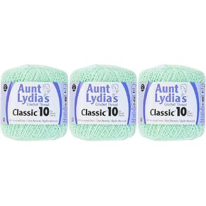 Aunt Lydia's Bulk Buy Crochet Cotton Classic Crochet Thread Size 10 (3-Pack) Mint Green 154-428