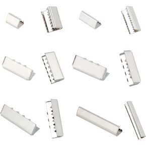 PH PandaHall 42pcs 6 Sizes Ribbon Crimp Ends, Golden Brass Belt Buckle End Tip Ribbon Crimp End Fasteners Clasp Leather Crimp Ends Strap Ends for Bag Jewelry Making Findings, 10 15 20 25 30 35mm