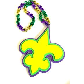 Mardi Gras Beads Necklaces Jumbo Purple Green Gold Pendant Chain Mardi Gras Throw Beads Party Parade Decorations