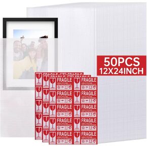Moving supplies,50 Pack Cushion Foam Pouches, 12" x 24" Packing Supplies for Moving, Packing, Transportation and Storage, Incidental Fragile Stickers