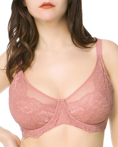 HSIA Minimizer Bras for Women Full Coverage, Unlined Lace Sexy Plus Size Underwire Bra for Large Breasts, Dusty Coral 36DD in Saudi Arabia