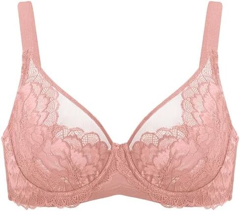 HSIA Minimizer Bras for Women Full Coverage, Unlined Lace Sexy Plus Size Underwire Bra for Large Breasts, Dusty Coral 36DD in Saudi Arabia