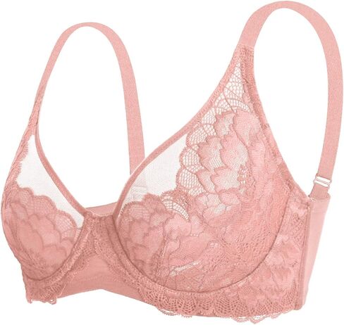 HSIA Minimizer Bras for Women Full Coverage, Unlined Lace Sexy Plus Size Underwire Bra for Large Breasts, Dusty Coral 36DD in Saudi Arabia