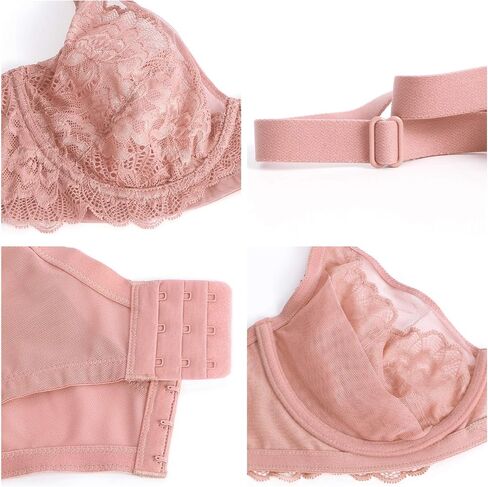 HSIA Minimizer Bras for Women Full Coverage, Unlined Lace Sexy Plus Size Underwire Bra for Large Breasts, Dusty Coral 36DD in Saudi Arabia