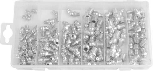 110 pcs Grease Fittings Kit SAE Hydraulic Grease Zerk Assortment: 1/4" 1/8" Straight 45 90 Degree Angled Zerk Fittings Zinc Plated Steel Set in Saudi Arabia