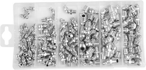 110 pcs Grease Fittings Kit SAE Hydraulic Grease Zerk Assortment: 1/4" 1/8" Straight 45 90 Degree Angled Zerk Fittings Zinc Plated Steel Set in Saudi Arabia
