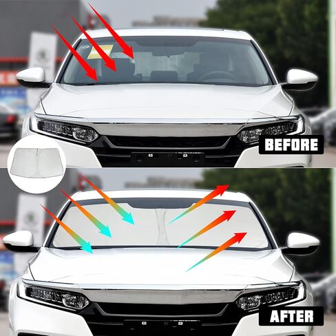 ROCCS Flexible Windshield Sun Shade for Honda Accord 2018 2019 2020 2021 2022 2023, Front Window Sunshade Heat Shield Reflector Cover, Foldable Sun Visor Blocks UV Rays in Kuwait
