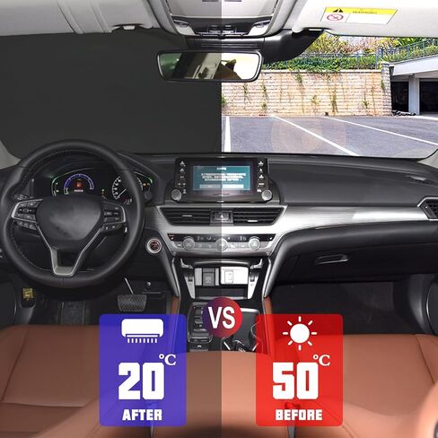 ROCCS Flexible Windshield Sun Shade for Honda Accord 2018 2019 2020 2021 2022 2023, Front Window Sunshade Heat Shield Reflector Cover, Foldable Sun Visor Blocks UV Rays in Kuwait