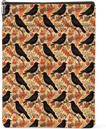 Retro Fall Book Lovers Gifts Waterproof Autumn Leaves Bat Book Sleeve Halloween Book Pouch Book Protector with Zipper and Front Pocket Book Cover for Women Teacher Book Accessories Book Club Gifts in Kuwait