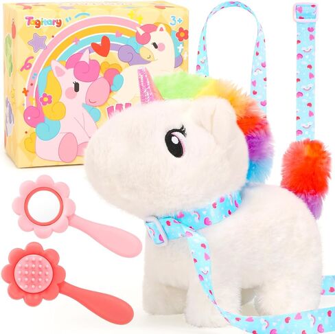 Tagitary Plush Toy Unicorn Stuffed Animal Toys for Kids with Sounds,Walking,Tail Wagging and Head Nodding,Interactive Unicorn Toy for Kids with Leash,Christmas Birthday Gift for Toddlers Kids in Saudi Arabia
