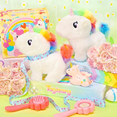 Tagitary Plush Toy Unicorn Stuffed Animal Toys for Kids with Sounds,Walking,Tail Wagging and Head Nodding,Interactive Unicorn Toy for Kids with Leash,Christmas Birthday Gift for Toddlers Kids in Saudi Arabia