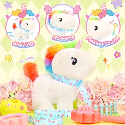 Tagitary Plush Toy Unicorn Stuffed Animal Toys for Kids with Sounds,Walking,Tail Wagging and Head Nodding,Interactive Unicorn Toy for Kids with Leash,Christmas Birthday Gift for Toddlers Kids in Saudi Arabia