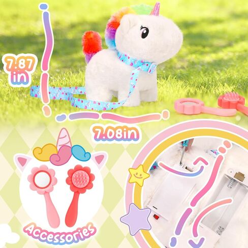 Tagitary Plush Toy Unicorn Stuffed Animal Toys for Kids with Sounds,Walking,Tail Wagging and Head Nodding,Interactive Unicorn Toy for Kids with Leash,Christmas Birthday Gift for Toddlers Kids in Saudi Arabia