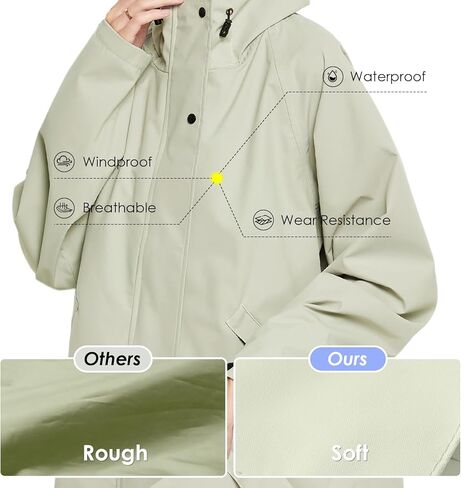 SOPPY Raincoat for Women Ladies Lightweight Long Waterproof Coat Rain Jackets in Kuwait