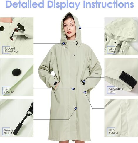 SOPPY Raincoat for Women Ladies Lightweight Long Waterproof Coat Rain Jackets in Kuwait