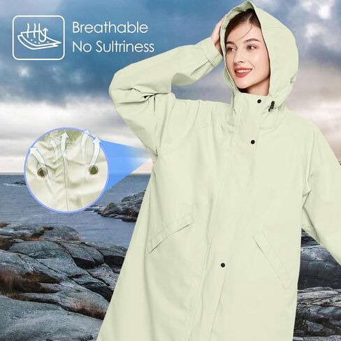 SOPPY Raincoat for Women Ladies Lightweight Long Waterproof Coat Rain Jackets in Kuwait