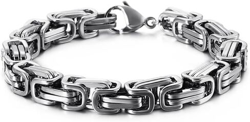 Chain Link Bracelet for Men, 6mm Stainless Steel Byzantine Bracelet Polished 8.6 Inches in Kuwait