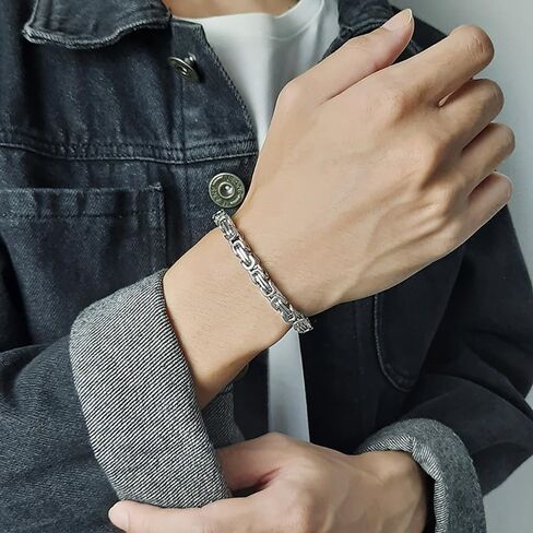 Chain Link Bracelet for Men, 6mm Stainless Steel Byzantine Bracelet Polished 8.6 Inches in Kuwait