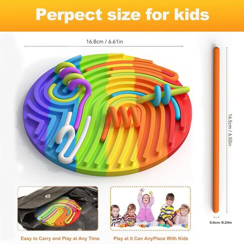 لوحة الأنشطة الحسية للأطفال من HBKJ - لعبة فيدجيت من السيليكون للأطفال من عمر 4 إلى 8 سنوات للتهدئة|التوتر|القلق|التوحد| تعزز التركيز باستخدام حقيبة سفر و13 خيطًا (على شكل دائري) in Kuwait
