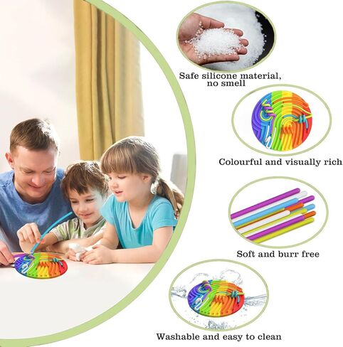لوحة الأنشطة الحسية للأطفال من HBKJ - لعبة فيدجيت من السيليكون للأطفال من عمر 4 إلى 8 سنوات للتهدئة|التوتر|القلق|التوحد| تعزز التركيز باستخدام حقيبة سفر و13 خيطًا (على شكل دائري) in Kuwait