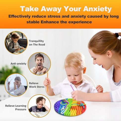 لوحة الأنشطة الحسية للأطفال من HBKJ - لعبة فيدجيت من السيليكون للأطفال من عمر 4 إلى 8 سنوات للتهدئة|التوتر|القلق|التوحد| تعزز التركيز باستخدام حقيبة سفر و13 خيطًا (على شكل دائري) in Kuwait