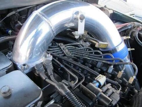 أنبوب الكوع مدخل تدفق عالي 3 بوصة يناسب 1998.5 1999 2000 2001 2002 دودج رام 5.9L الكمون ديزل فضي in Saudi Arabia