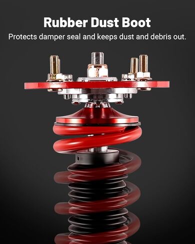 كويلوفيرس إينيرجي متوافقة مع فورد موستانج 2005-2014، طقم تعليق كويلوفيرس، طقم خفض الارتفاع قابل للتعديل، صدمات كويلوفر مزدوجة الأنبوب لركوب مريح، أحمر in Kuwait