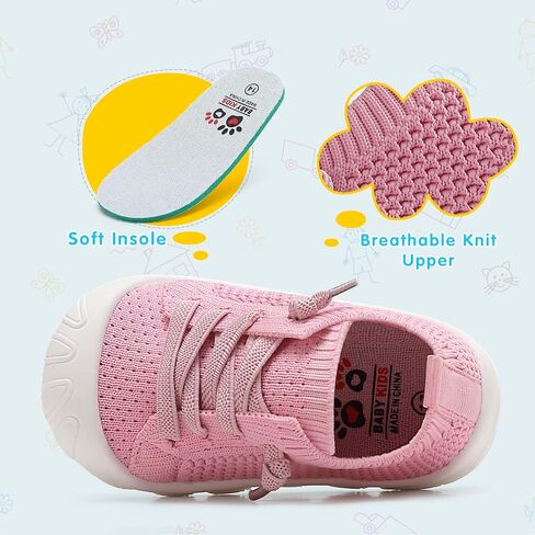 Baby Toddler Girls Boys Shoes Walking Slip on Shoes Barefoot Sneakers Lightweight Breathable for First Tennis Infant Shoes in Saudi Arabia