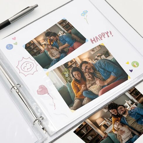 Vienrose Scrapbook 12x12 Inch Large 3 Ring Binder Photo Album, Linen Cover DIY Scrap Book with 30 Sheets Plastic Sleeves 60 Pages Blank White Inner Pages for Wedding Birthday Baby Travel Pink in Kuwait