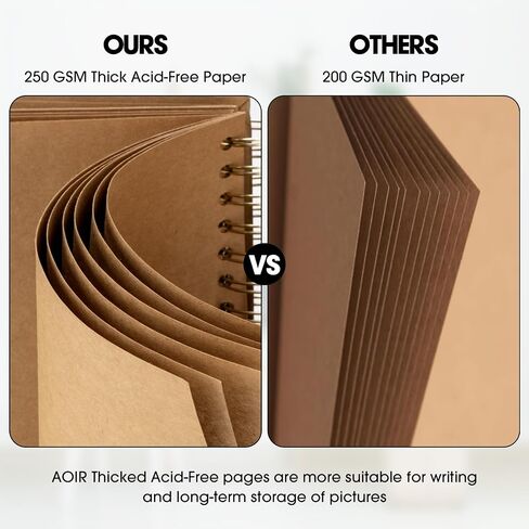AIOR Scrapbook 8x8 Inch DIY Scrapbook Album 40 Pages Hardcover Thick Kraft Paper Blank Scrapbook, Spiral Scrapbook Photo Albums for Couple Baby Anniversary Wedding Family Gifts in Kuwait