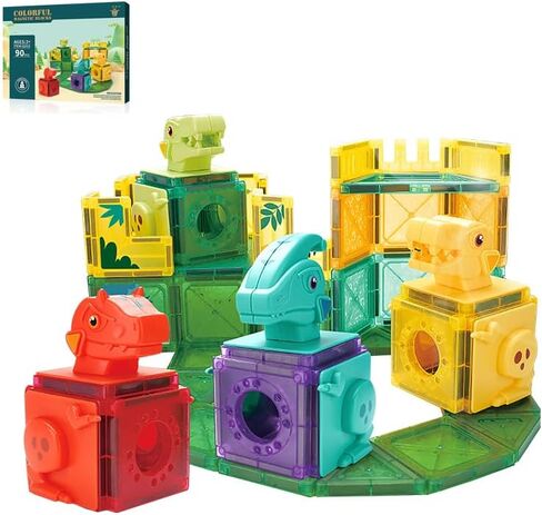 3D Magnetic Building Blocks Toy Set 40/90/120 PCS Forest Transparent Geometric Shapes in 5 Different Animals for Kids, Toddlers, Boys and Girls (3+ Years Old) in Saudi Arabia