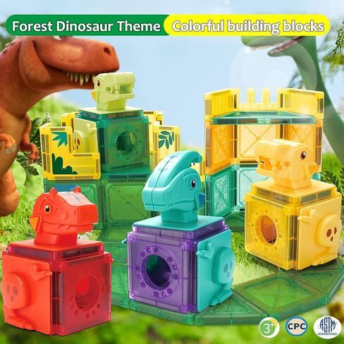3D Magnetic Building Blocks Toy Set 40/90/120 PCS Forest Transparent Geometric Shapes in 5 Different Animals for Kids, Toddlers, Boys and Girls (3+ Years Old) in Saudi Arabia