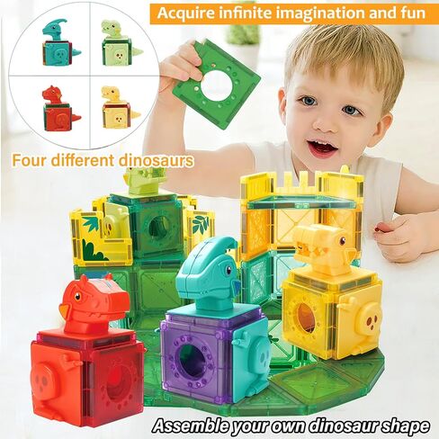 3D Magnetic Building Blocks Toy Set 40/90/120 PCS Forest Transparent Geometric Shapes in 5 Different Animals for Kids, Toddlers, Boys and Girls (3+ Years Old) in Saudi Arabia