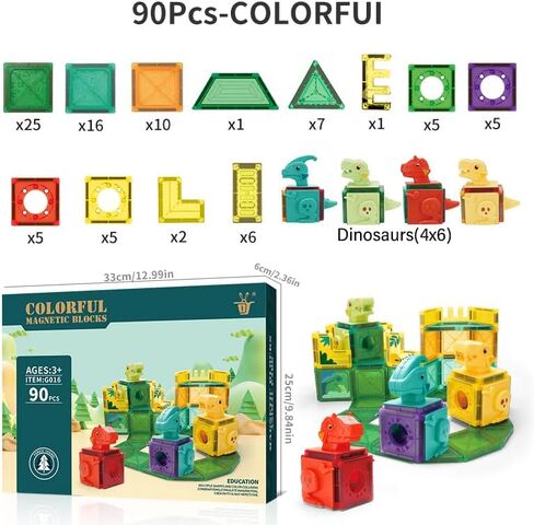 3D Magnetic Building Blocks Toy Set 40/90/120 PCS Forest Transparent Geometric Shapes in 5 Different Animals for Kids, Toddlers, Boys and Girls (3+ Years Old) in Saudi Arabia