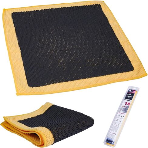 Clay Towel 3.0 for Cars, Clay Bar Towel Scratch-Free Autocare Detailing Polishing, Removing Tar Paint Tree-sap Guano Contaminants, Fine Grade, 12" x 12", Red, Mesh Hollow, Thick Ver. in Kuwait