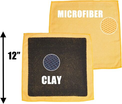 Clay Towel 3.0 for Cars, Clay Bar Towel Scratch-Free Autocare Detailing Polishing, Removing Tar Paint Tree-sap Guano Contaminants, Fine Grade, 12" x 12", Red, Mesh Hollow, Thick Ver. in Kuwait