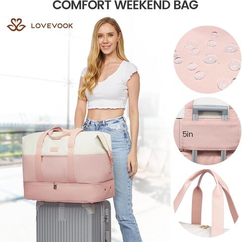 LOVEVOOK Travel Bag, Weekender Bags for Women, Carry on Overnight Bag with Toiletry Bag, Duffle Bag for Travel with Shoe Compartment, Gym Bag for Women, Hospital Bags for Labor and Delivery in Saudi Arabia