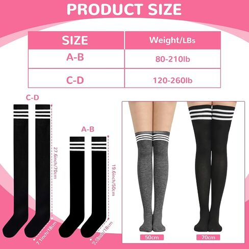 Buauty Womens Knee High Socks, Casual Tube Socks, Athletic Socks Solid & Striped Sport Socks Outdoor Fashion (3 pairs) in Saudi Arabia
