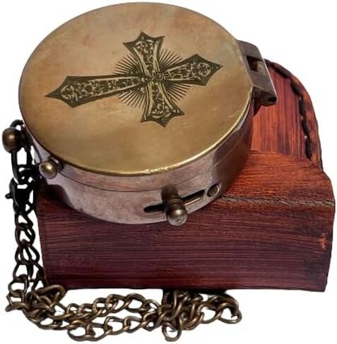 Antique Brass & Copper Sundial Compass, Sundial in Box Gift Sun Clock Ship Replica with Multiple Thoughts for Gifting Purpose by WORLD KING MART in Saudi Arabia